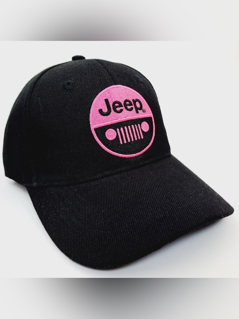 Jeep Embroidered Low Profile SnapBack Buckle Black Curved Bill Pink